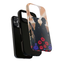 Load image into Gallery viewer, Phone case with an Australian and New Zealand soldier back to back with light-horsemen in the background and poppies in the foreground