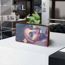 Load image into Gallery viewer, Pockets for cash, c/cards, coins, & more. Stylish faux leather, lots of original artworks by Kerry Sandhu Art to choose from