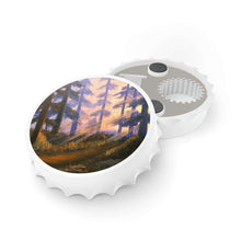 Load image into Gallery viewer, Plastic exterior w/ metallic bottom, magnetic back, 2 different opening mechanisms, matte finish. Art by Kerry Sandhu Art
