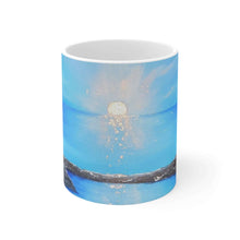 Load image into Gallery viewer, 11oz BPA, lead-free, microwave/dishwasher safe, white ceramic, vivid colours. Many original artworks by Kerry Sandhu Art