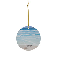 Load image into Gallery viewer, Original artwork front, description on back. Thick high-quality porcelain. 7cm diameter. Comes w/ ribbon by Kerry Sandhu Art