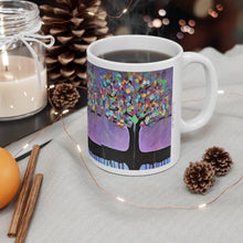 Load image into Gallery viewer, 11oz BPA, lead-free, microwave/dishwasher safe, white ceramic, vivid colours. Many original artworks by Kerry Sandhu Art