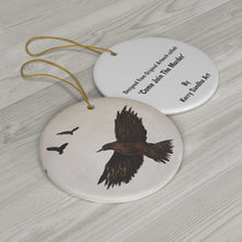 Load image into Gallery viewer, Original artwork front, description on back. Thick high-quality porcelain. 7cm diameter. Comes w/ ribbon by Kerry Sandhu Art