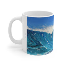 Load image into Gallery viewer, 11oz BPA, lead-free, microwave/dishwasher safe, white ceramic, vivid colours. Many original artworks by Kerry Sandhu Art