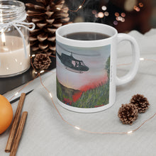 Load image into Gallery viewer, 11oz BPA, lead-free, microwave/dishwasher safe, white ceramic, vivid colours. Many original artworks by Kerry Sandhu Art
