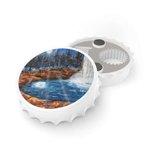 Load image into Gallery viewer, Plastic exterior w/ metallic bottom, magnetic back, 2 different opening mechanisms, matte finish. Art by Kerry Sandhu Art