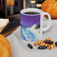 Load image into Gallery viewer, 11oz BPA, lead-free, microwave/dishwasher safe, white ceramic, vivid colours. Many original artworks by Kerry Sandhu Art