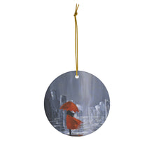 Load image into Gallery viewer, Original artwork front, description on back. Thick high-quality porcelain. 7cm diameter. Comes w/ ribbon by Kerry Sandhu Art