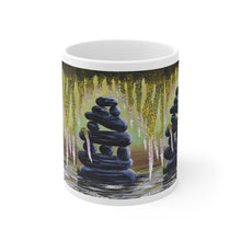 Load image into Gallery viewer, 11oz BPA, lead-free, microwave/dishwasher safe, white ceramic, vivid colours. Many original artworks by Kerry Sandhu Art