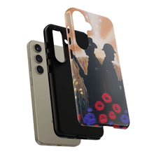 Load image into Gallery viewer, Phone case with an Australian and New Zealand soldier back to back with light-horsemen in the background and poppies in the foreground
