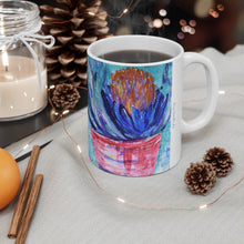 Load image into Gallery viewer, 11oz BPA, lead-free, microwave/dishwasher safe, white ceramic, vivid colours. Many original artworks by Kerry Sandhu Art