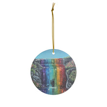 Load image into Gallery viewer, Original artwork front, description on back. Thick high-quality porcelain. 7cm diameter. Comes w/ ribbon by Kerry Sandhu Art