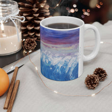 Load image into Gallery viewer, 11oz BPA, lead-free, microwave/dishwasher safe, white ceramic, vivid colours. Many original artworks by Kerry Sandhu Art