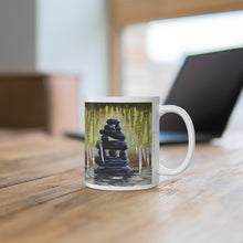 Load image into Gallery viewer, 11oz BPA, lead-free, microwave/dishwasher safe, white ceramic, vivid colours. Many original artworks by Kerry Sandhu Art