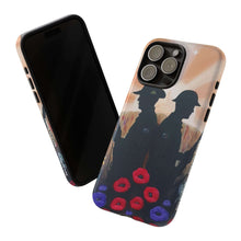 Load image into Gallery viewer, Phone case with an Australian and New Zealand soldier back to back with light-horsemen in the background and poppies in the foreground