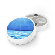 Load image into Gallery viewer, Plastic exterior w/ metallic bottom, magnetic back, 2 different opening mechanisms, matte finish. Art by Kerry Sandhu Art