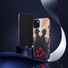 Load image into Gallery viewer, Phone case with an Australian and New Zealand soldier back to back with light-horsemen in the background and poppies in the foreground
