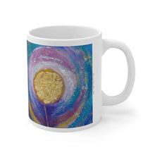 Load image into Gallery viewer, 11oz BPA, lead-free, microwave/dishwasher safe, white ceramic, vivid colours. Many original artworks by Kerry Sandhu Art