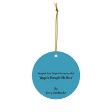 Load image into Gallery viewer, Original artwork front, description on back. Thick high-quality porcelain. 7cm diameter. Comes w/ ribbon by Kerry Sandhu Art
