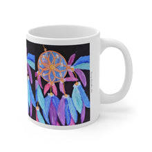 Load image into Gallery viewer, 11oz BPA, lead-free, microwave/dishwasher safe, white ceramic, vivid colours. Many original artworks by Kerry Sandhu Art