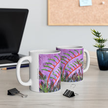 Load image into Gallery viewer, 11oz BPA, lead-free, microwave/dishwasher safe, white ceramic, vivid colours. Many original artworks by Kerry Sandhu Art