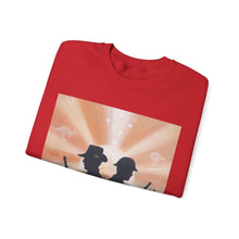 Load image into Gallery viewer, Sweatshirt with an Australian and New Zealand soldier back to back with light-horsemen in the background and poppies in the foreground