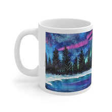 Load image into Gallery viewer, 11oz BPA, lead-free, microwave/dishwasher safe, white ceramic, vivid colours. Many original artworks by Kerry Sandhu Art
