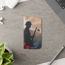 Load image into Gallery viewer, Phone case wallet with an Australian and New Zealand soldier back to back with light-horsemen in the background and poppies in the foreground