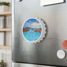 Load image into Gallery viewer, Plastic exterior w/ metallic bottom, magnetic back, 2 different opening mechanisms, matte finish. Art by Kerry Sandhu Art