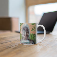 Load image into Gallery viewer, 11oz BPA, lead-free, microwave/dishwasher safe, white ceramic, vivid colours. Many original artworks by Kerry Sandhu Art