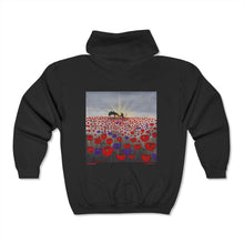 Load image into Gallery viewer, Benedictus (Lest We Forget) - Unisex ZIP UP HOODIE (Image on back) - by Kerry Sandhu Art