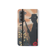Load image into Gallery viewer, Phone case wallet with an Australian and New Zealand soldier back to back with light-horsemen in the background and poppies in the foreground