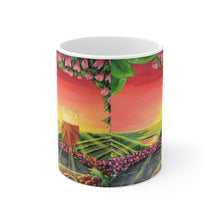 Load image into Gallery viewer, 11oz BPA, lead-free, microwave/dishwasher safe, white ceramic, vivid colours. Many original artworks by Kerry Sandhu Art