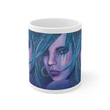 Load image into Gallery viewer, 11oz BPA, lead-free, microwave/dishwasher safe, white ceramic, vivid colours. Many original artworks by Kerry Sandhu Art