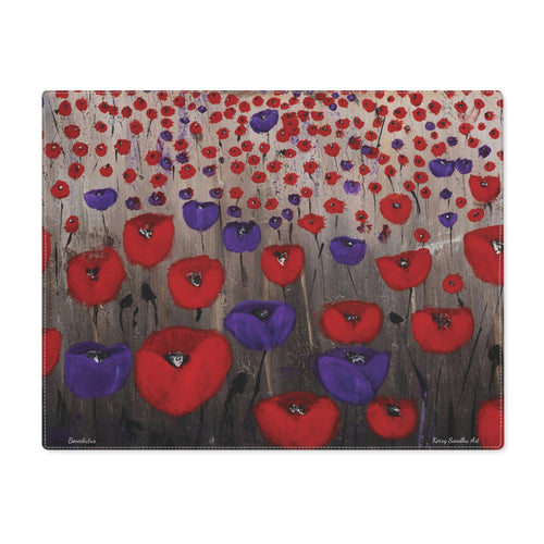 Poppies Placemat - two-sided construction, one-side print & a natural back, 100% cotton, easy to clean by Kerry Sandhu Art.