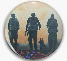 Load image into Gallery viewer, Collectible pins designed from original paintings inspired by the ANZAC Legacy. 7 designs available by Kerry Sandhu Art