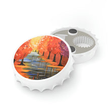 Load image into Gallery viewer, Plastic exterior w/ metallic bottom, magnetic back, 2 different opening mechanisms, matte finish. Art by Kerry Sandhu Art