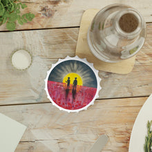 Load image into Gallery viewer, Plastic exterior w/ metallic bottom, magnetic back, 2 different opening mechanisms, matte finish. Art by Kerry Sandhu Art