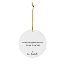 Load image into Gallery viewer, Original artwork front, description on back. Thick high-quality porcelain. 7cm diameter. Comes w/ ribbon by Kerry Sandhu Art