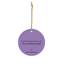 Load image into Gallery viewer, Original artwork front, description on back. Thick high-quality porcelain. 7cm diameter. Comes w/ ribbon by Kerry Sandhu Art