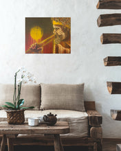 Load image into Gallery viewer, Original painting of an Aboriginal man playing the didgeridoo by Kerry Sandhu Art