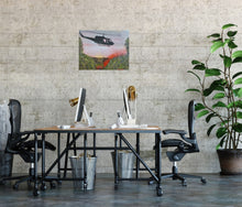 Load image into Gallery viewer, Original Artwork painted ANZAC Day 2022. A Huey helicopter hovering over red smoke and poppies in Vietnam by Kerry Sandhu Art