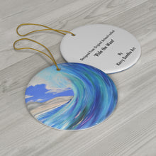 Load image into Gallery viewer, Original artwork front, description on back. Thick high-quality porcelain. 7cm diameter. Comes w/ ribbon by Kerry Sandhu Art