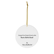 Load image into Gallery viewer, Original artwork front, description on back. Thick high-quality porcelain. 7cm diameter. Comes w/ ribbon by Kerry Sandhu Art