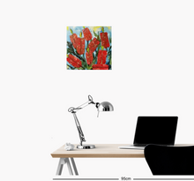 Load image into Gallery viewer, Original painting of a red bottle brushes by Kerry Sandhu Art