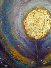 Load image into Gallery viewer, Original painting of a colourful abstract flower with gold leaf by Kerry Sandhu Art