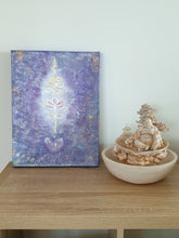 Load image into Gallery viewer, Original painting of a unalome power symbol in gold leaf on an abstract background by Kerry Sandhu Art