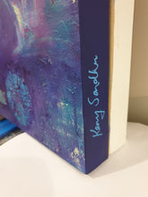 Load image into Gallery viewer, Bold colour painting of a lion & lady looking at each other with words 'Remember Who You Are' by Kerry Sandhu Art