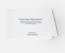 Load image into Gallery viewer, Soldier, horse, camel, donkey, dog, birds walking towards an ANZAC Crest sunrise through a field of poppies BLANK CARD