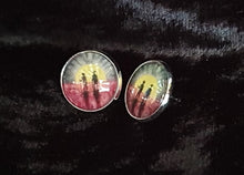 Load image into Gallery viewer, 16mm Studs - Abstract Aboriginal flag/Rising Sun & silhouette of Aboriginal holding spear & soldier holding gun & red poppies